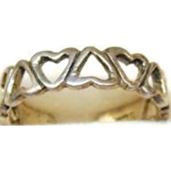 Jewelry - sz 2 1/2 Woman Vintage Adjustable Toe Ring Sterling Silver Hearts Patina 1.16g